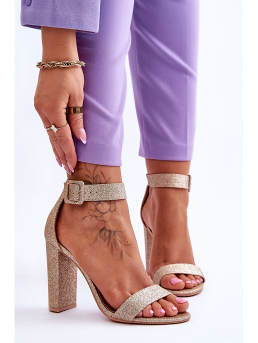 Women's Stiletto Sandals dark Gold Glitter Joalice