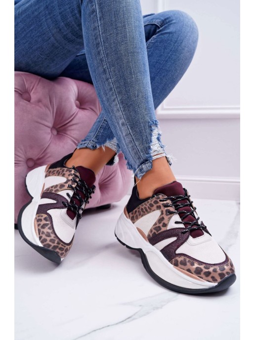 Women's Sports Shoes Maroon Snake Leather Larey