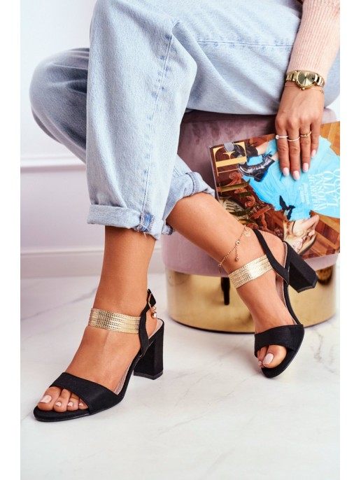 Women's Stiletto Sandals Suede Black Enjoy