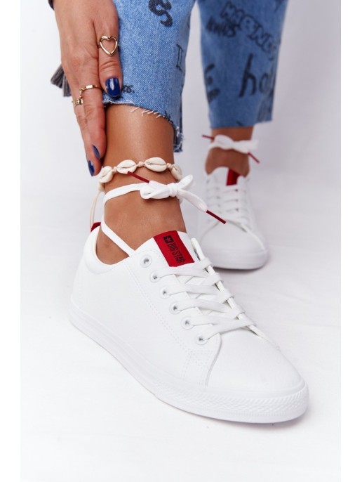 Women's Leather Sneakers With A Ribbon BIG STAR DD274685 White