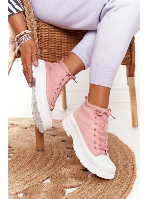 Women's High Sneakers On A Chunky Sole Pink Trissy