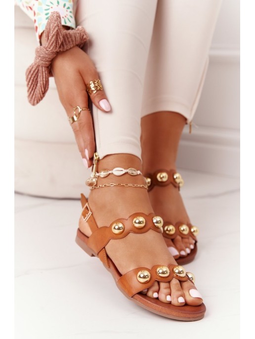Leather Sandals With Studs S.Barski 541-52 Brown