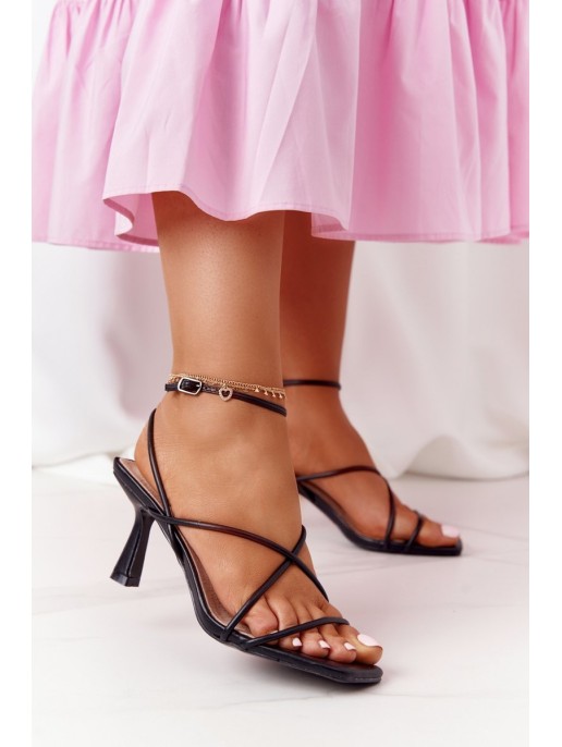 High Heel Sandals With Square Toe S.Barski C420-11 Black