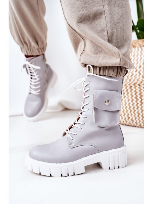 Insulated Boots With A Pocket Light Grey Awesome