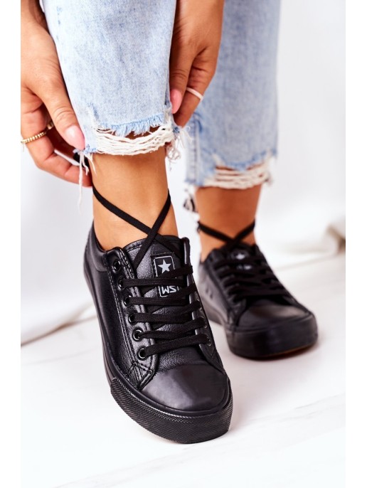 Women's Leather Sneakers Black Mega