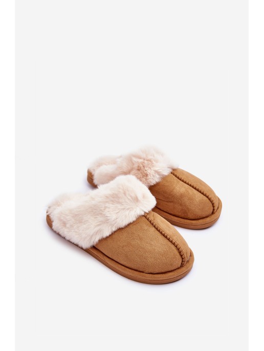 Women's Slippers With Fur Camel Pinky