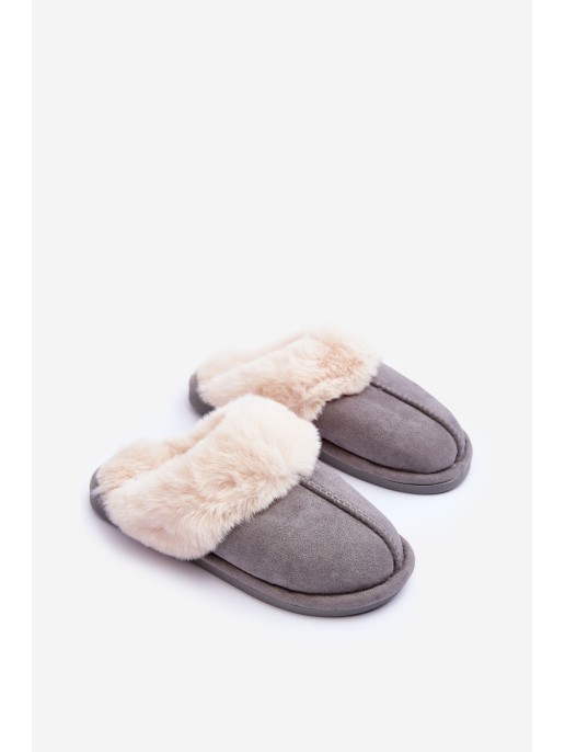 Women's Slippers With Fur Grey Pinky