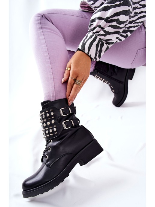 Boots On the zip With Studs Black Laurena