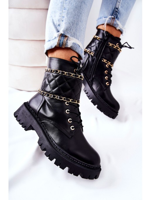 Worker boots with chain Black Caleanor