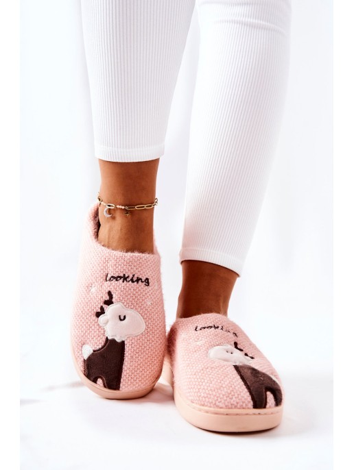 Reindeer Warming Slippers Light Pink Jilly