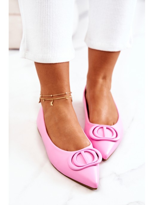 Leather Pointed Ballerinas Pink Rachelle