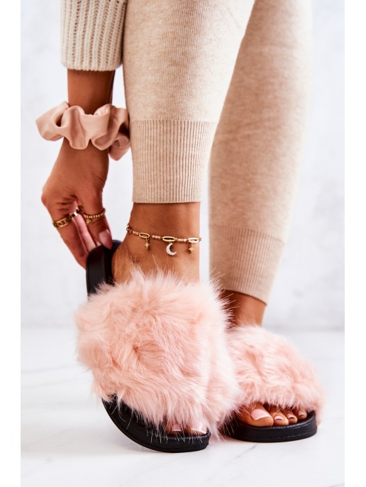 Slippers With Fur Rubber Light Pink Pollie