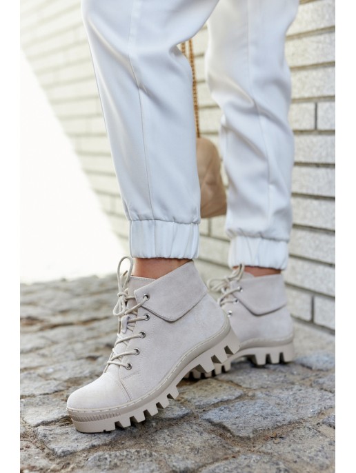Suede Trapper Boots Tiered Light gray Dalles