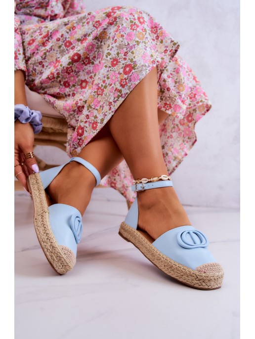 Leather Espadrilles With Decoration Blue Nells