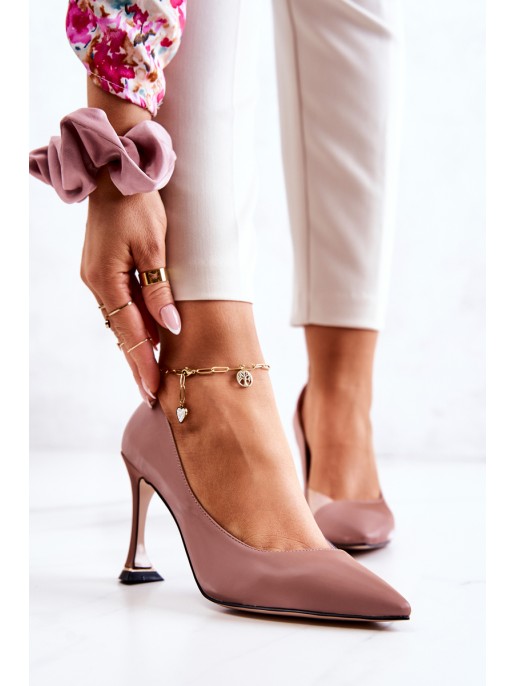 Fashionable Leather Stilettos Pink Tamira