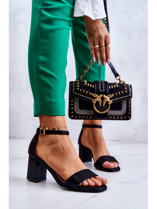 Fashionable Women's Sandals On A Heel Black Lucida