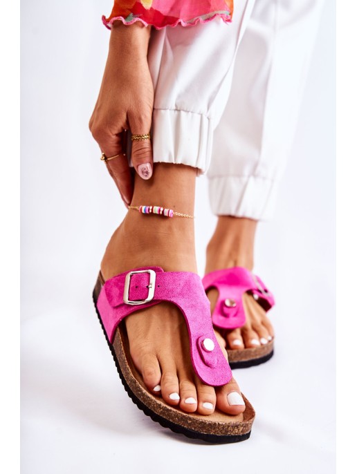 Women's Slippers Flip-Flops On Cork Pink Elina