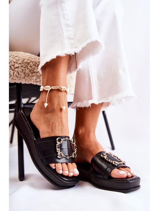 Women's Fashionable Leather Slippers Black Adaline
