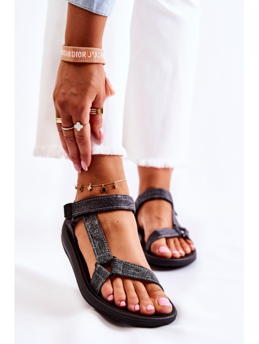 Classic Women's Sandals With Velcro Black Kalla