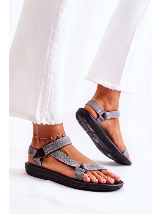 Classic Women's Sandals With Velcro Grey Kalla
