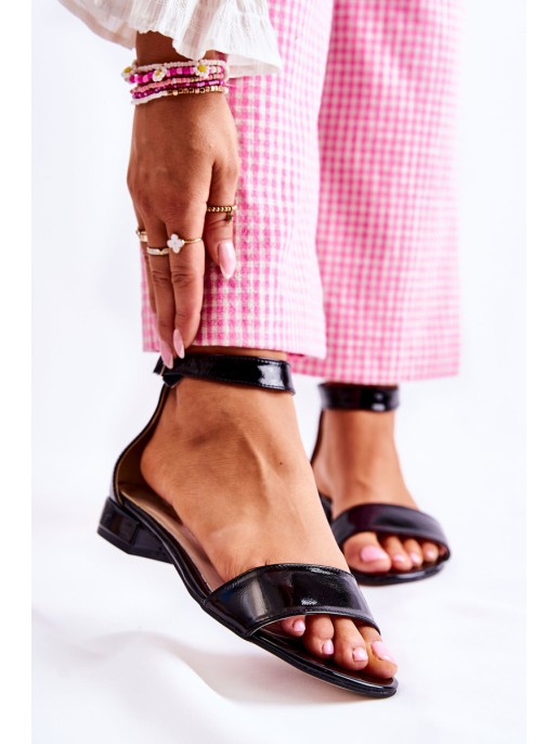Women's Laquered Sandals Black Shanley