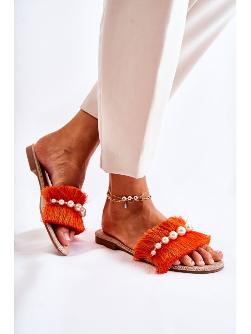 Women's Slippers With Decorative Strap Orange Ramisa