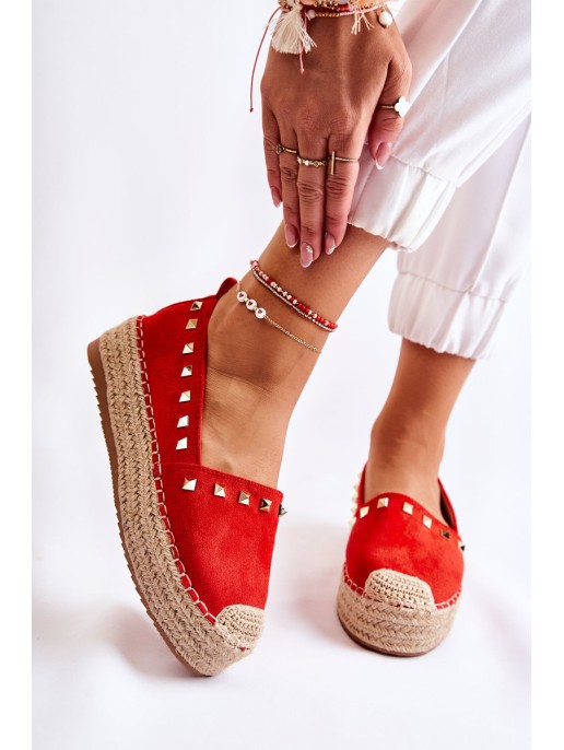 Women's Espadrilles With Studs Red Laross