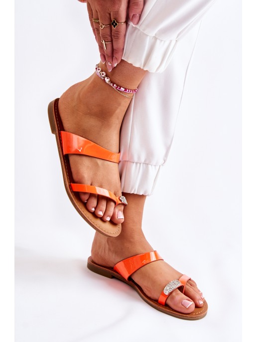 Women's Lacquered Flip-flops Orange Jimena