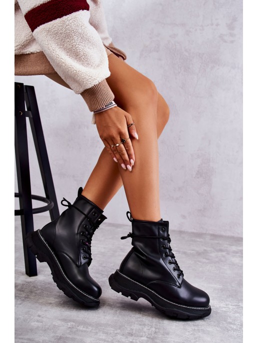 Fashionable Leather Boots Black Casso