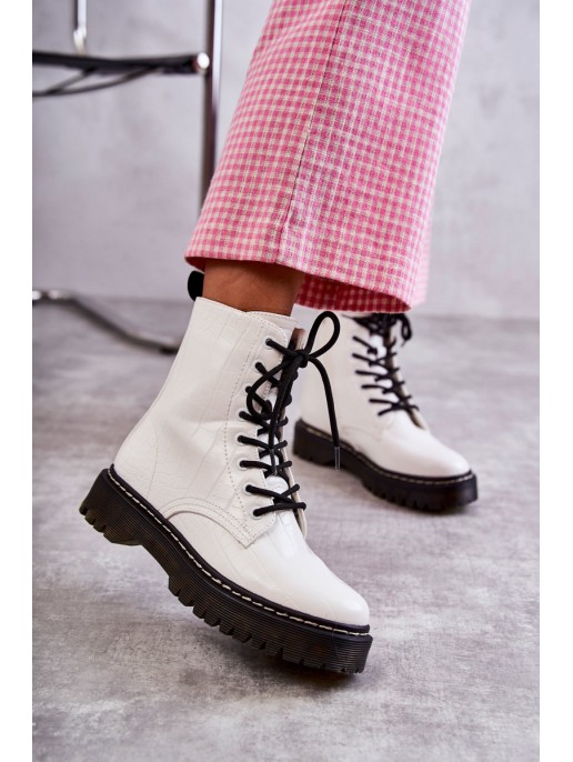 Women's Warm Snakeskin Boots White Salma