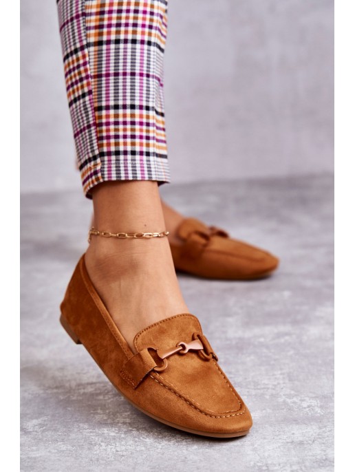 Suede loafers with decoration Camel Santi