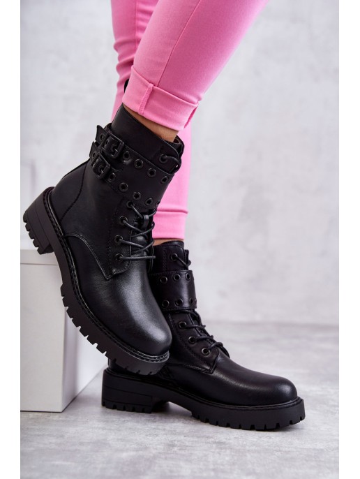 Women's Warm Leather Boots Black Silvor