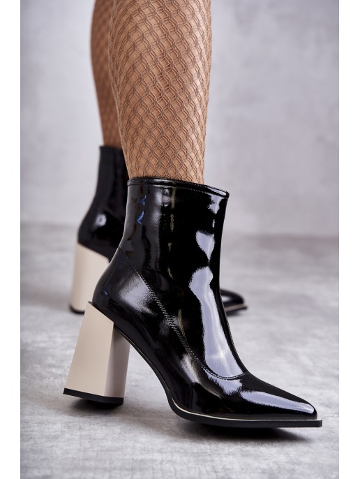 Women's Boots On Chunky Heels Black-White Bernhild