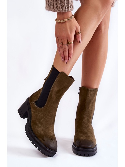 Women's Suede Ankle Boots Khaki Liris