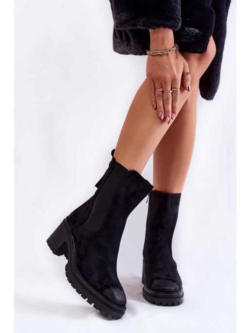 Women's Suede Ankle Boots Black Liris