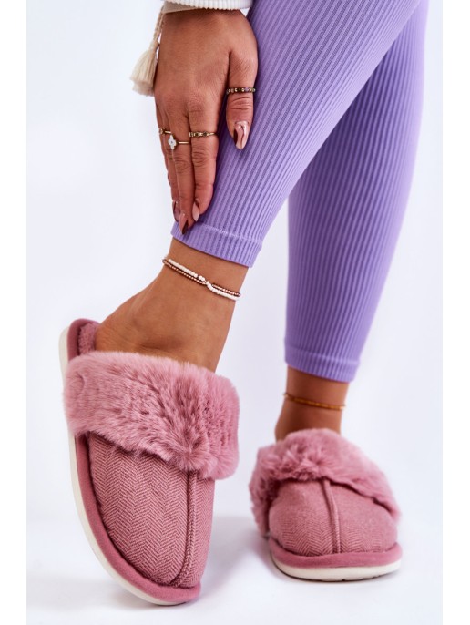 Women's Warm Slippers With Fur Dark pink Franco