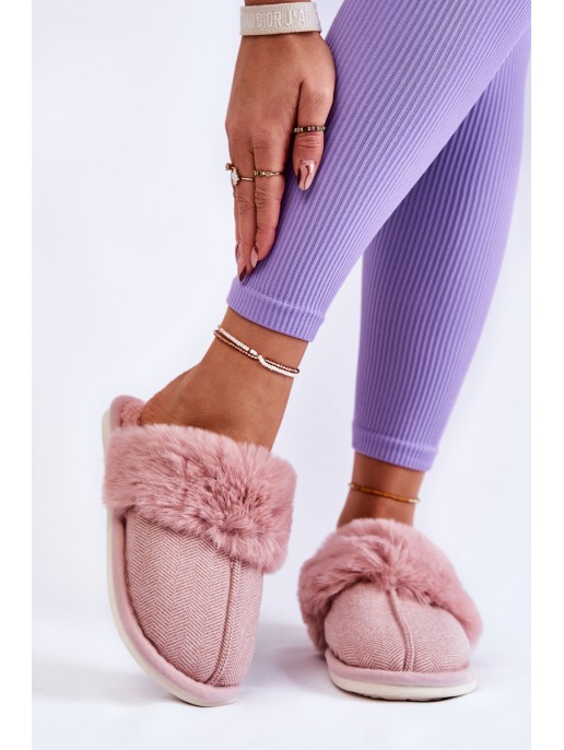 Women's Warm Slippers With Fur Light pink Franco