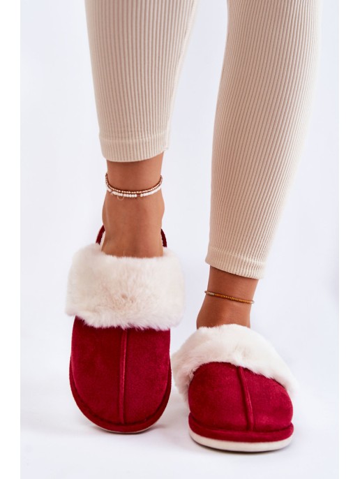 Women's Smooth Slippers With Fur Red Morisea