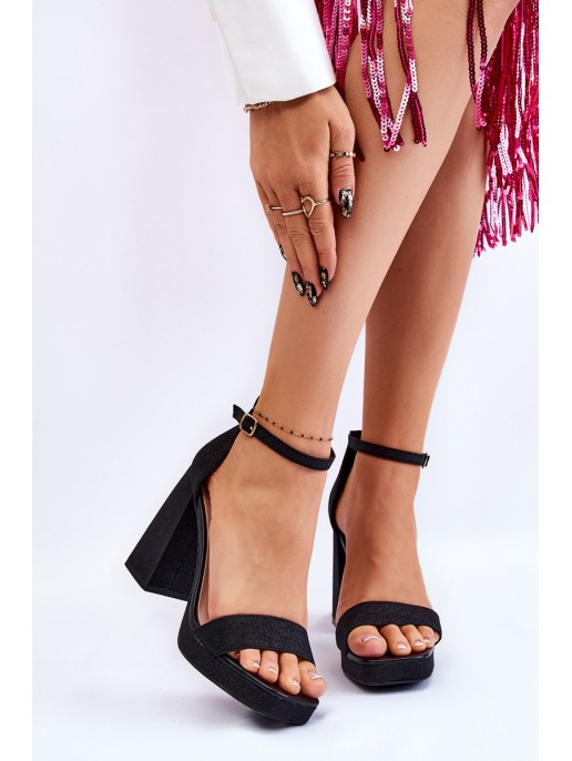 Shiny Sandals On A Massive Heel Black Calmi