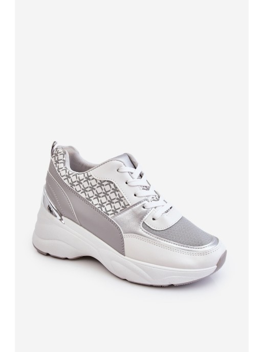 Women's Sport Shoes On The Platform White And Gray Ferrina