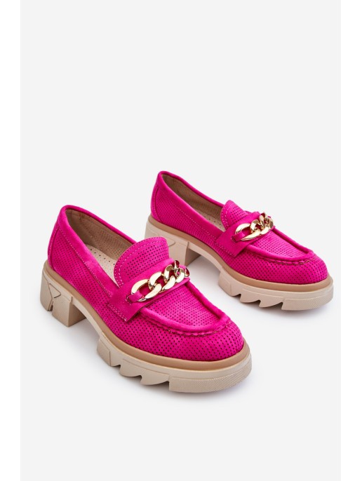 Women's Brogues Loafers With Chain Fuchsia Luella
