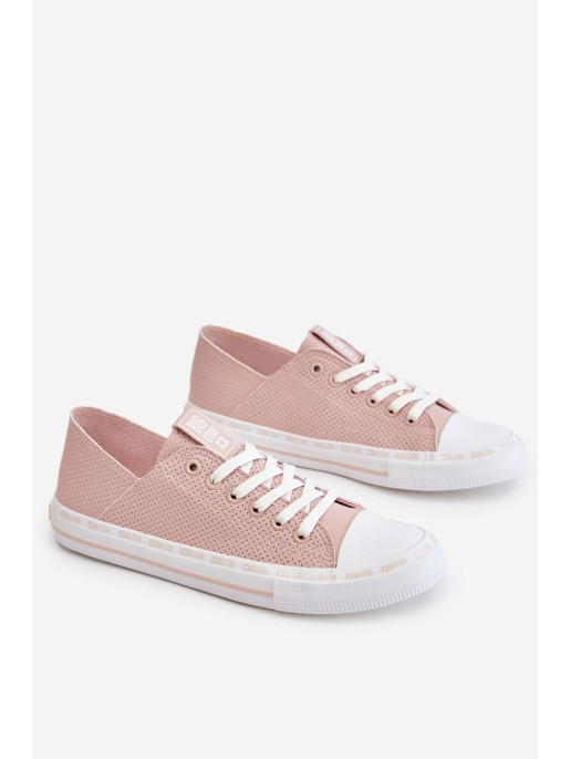 Women's Leather Low Sneakers Big Star LL274015 Pink