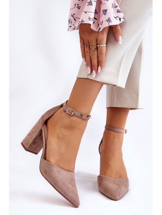 Suede Heel Pumps Dark Beige Lexie