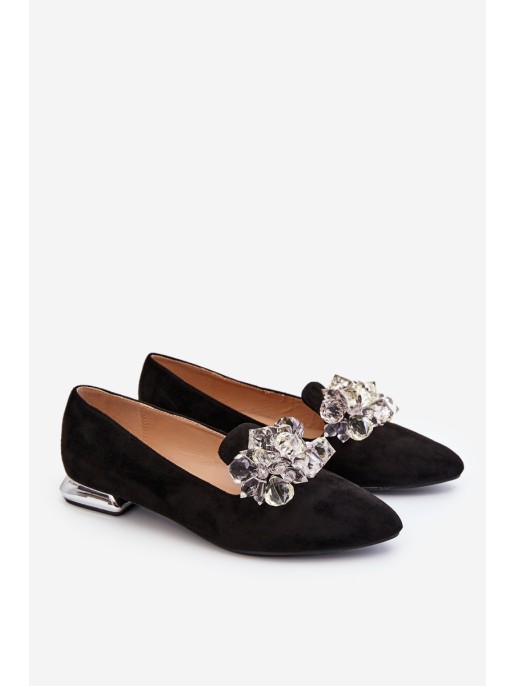 Women's Embellished Loafers With Flat Heels Black Sloane