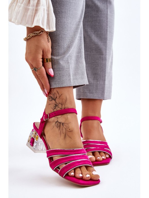 Suede Sandals With Crystals Fuchsia Callan