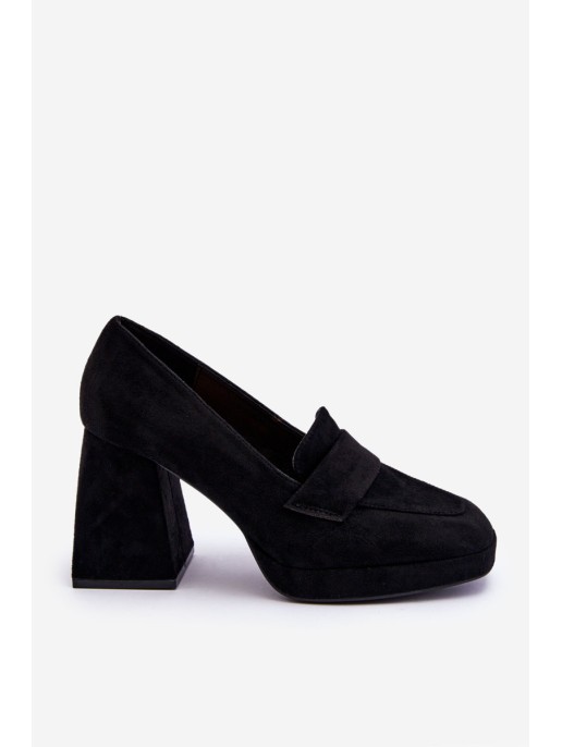 Suede Pumps On A Chunky Heel And Platform Black Adriel