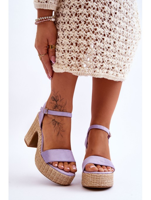 Comfortable Suede Sandals On A Chunky Heel Violet Elishia
