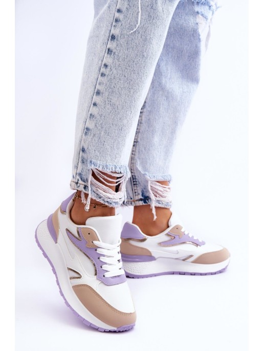 Women's Platform Sports Shoes White-Purple Henley