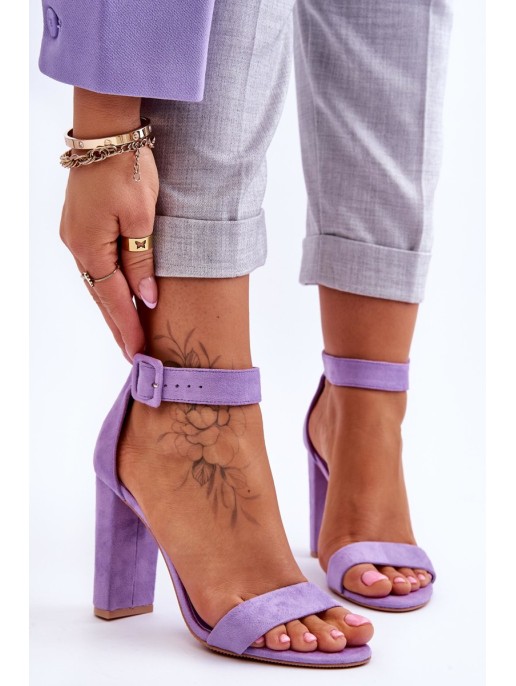 Suede High Heels Sandals Violet Jacqueline