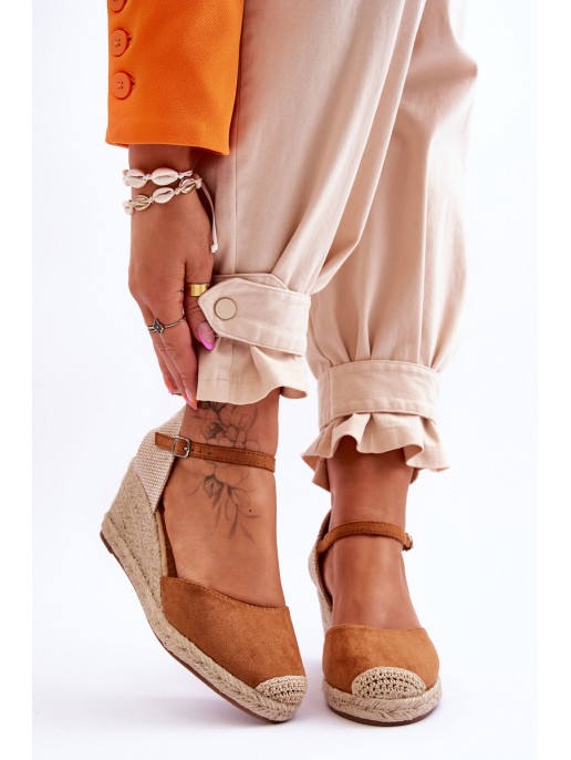 Suede Espadrilles Wedge Sandals camel Cammer